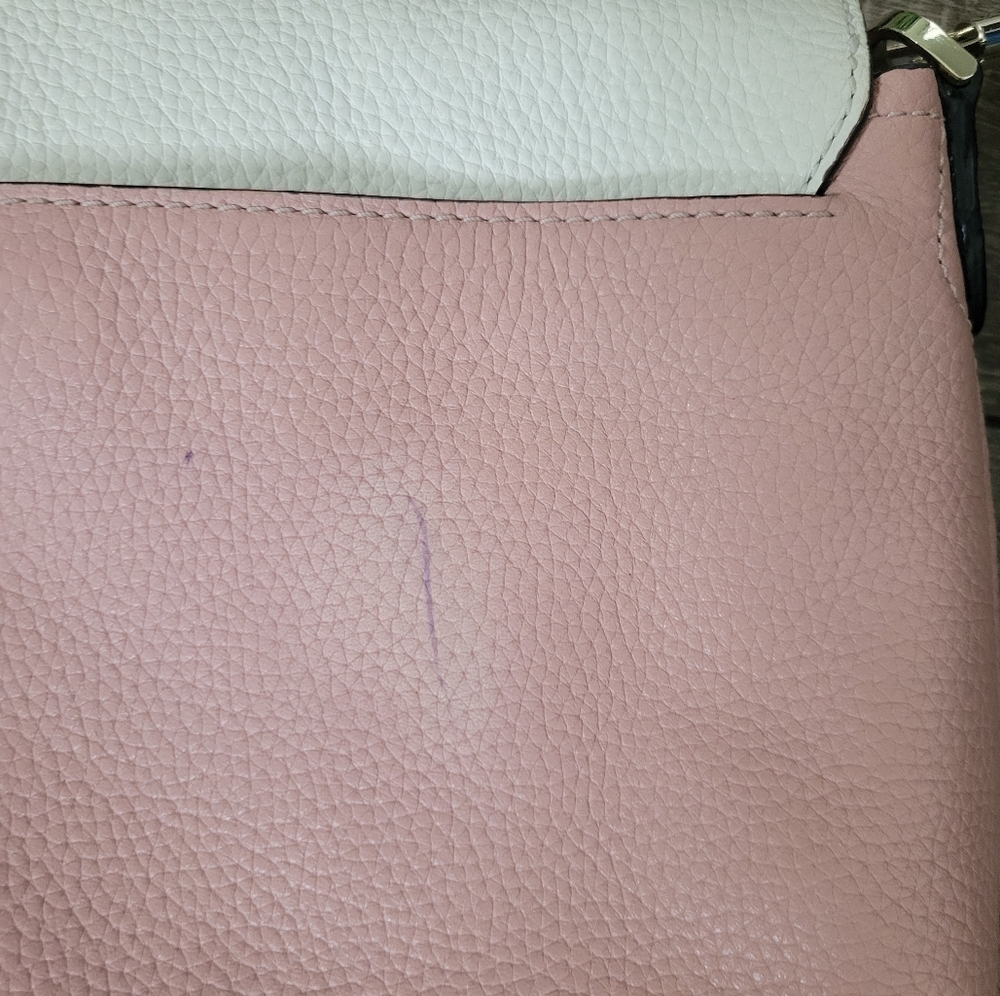 Kate Spade Polly Large Convertible Crossbody  Pink Cream Black Pebbled Leather - Picture 5 of 13